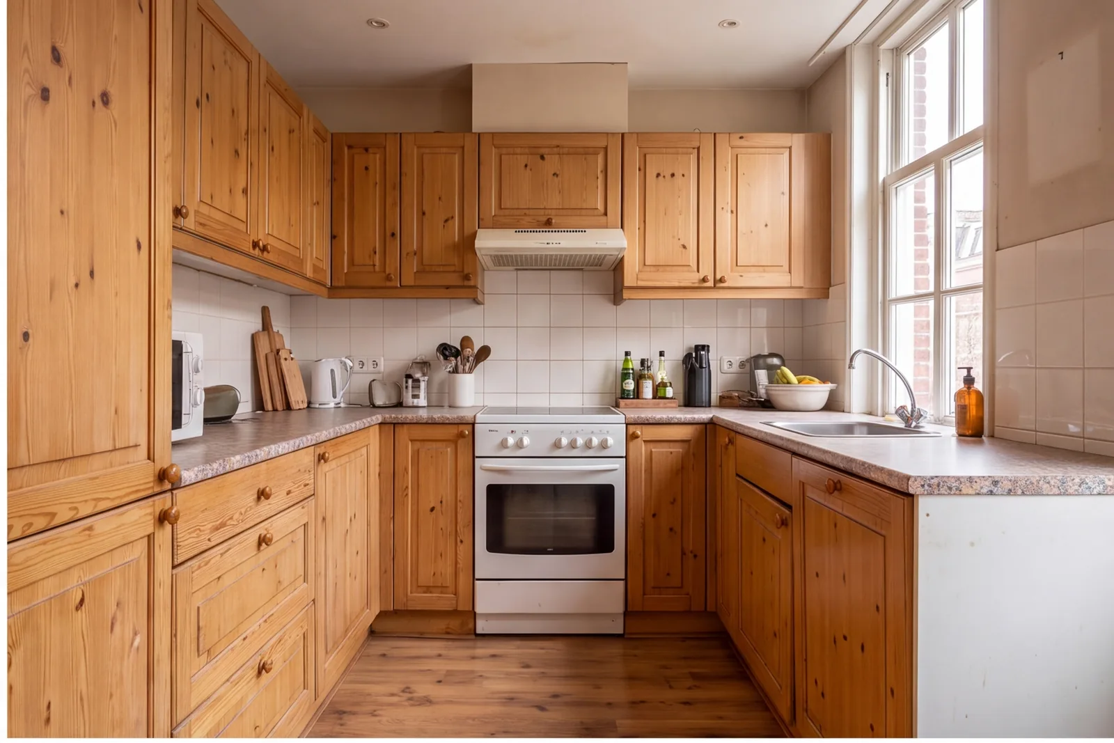 Before concept: Small efficient sage kitchen