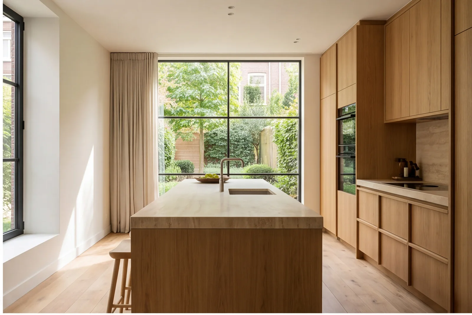 After concept: Oak and travertine kitchen