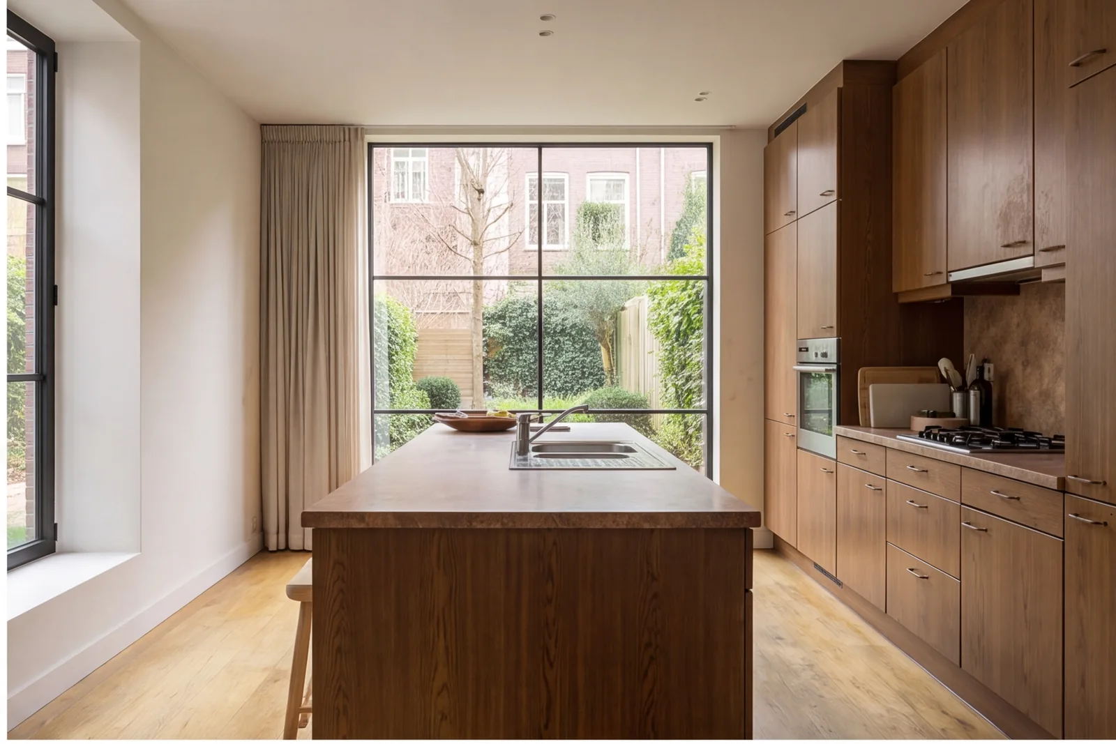 Before concept: Oak and travertine kitchen